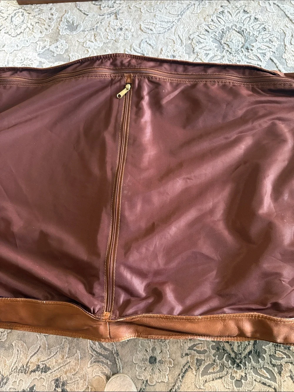 Leather Garment Bag - Brown Travel Organizer